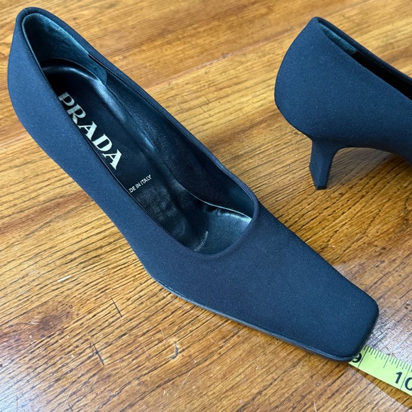 Prada Black Neoprene Square Toe Pumps Heels, Size 37 - Picture 11 of 14